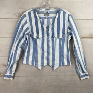 Vtg Andrew's Western Shirt Womens M Cropped Striped Pockets Riding Cowgirl Rodeo